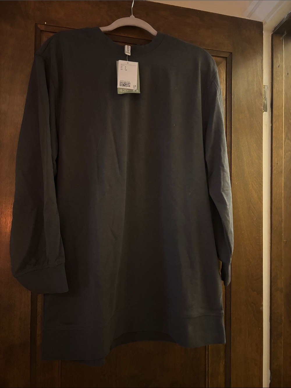 Women’s Long Sleeve Tunic Sweatshirt Charcoal Gray